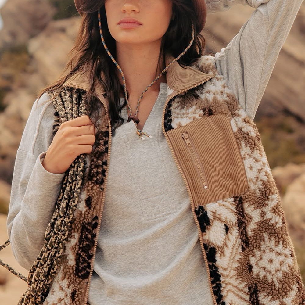 Women's Brown Patterned Jacket